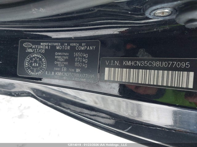 Продаж на аукціоні авто 2008 Hyundai Accent Gs, vin: KMHCN35C98U077095, номер лоту: 12514019