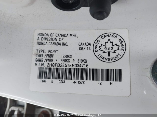 Honda CIVIC EX 2014 2HGFB2E51EH034716 Image 9