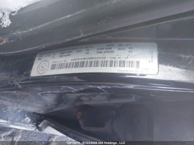 Продажа на аукционе авто 2008 Volkswagen City Jetta, vin: 3VWTK49M18M615036, номер лота: 12514070
