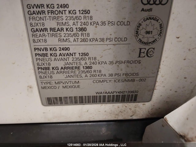 WA1AAAFY4N2120832 Audi Q5 45 Komfort