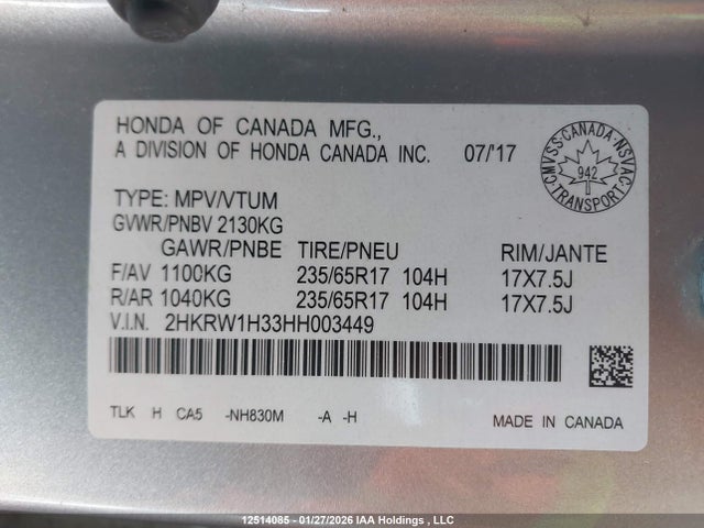 Honda CR-V LX 2017 2HKRW1H33HH003449 Image 19
