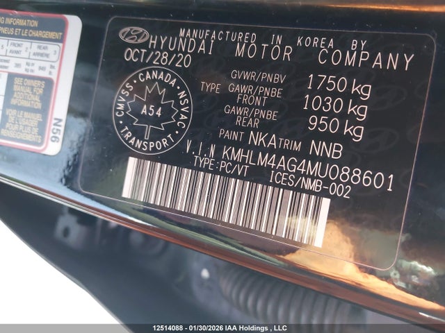 KMHLM4AG4MU088601 Hyundai Elantra