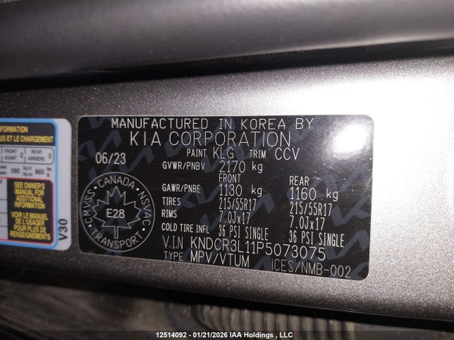 Продаж на аукціоні авто 2023 Kia Niro Ev, vin: KNDCR3L11P5073075, номер лоту: 12514092