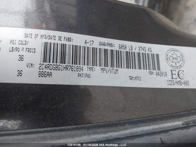 2C4RDGBG1HR761894 Dodge Grand Caravan Se