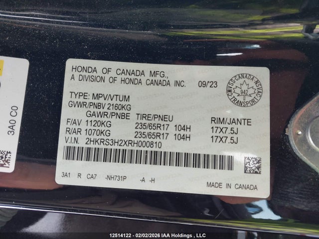 2HKRS3H2XRH000810 Honda Cr-v Lx-b
