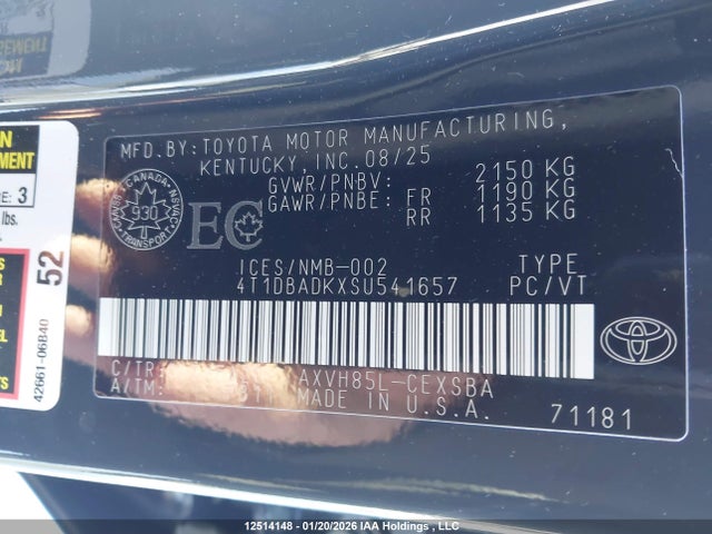 4T1DBADKXSU541657 Toyota Camry Se Upgrade