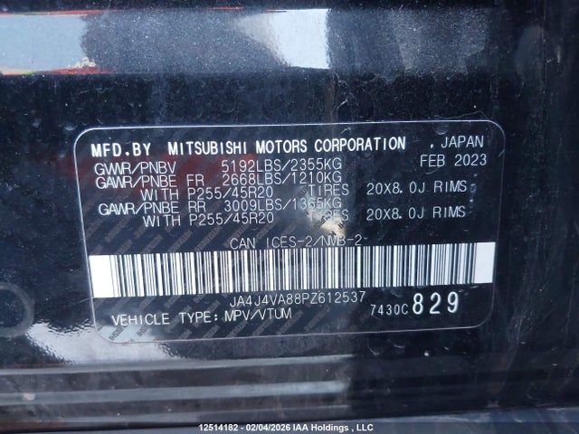 Продаж на аукціоні авто 2023 Mitsubishi Outlander, vin: JA4J4VA88PZ612537, номер лоту: 12514182