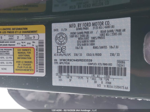 3FMCR9CN4SRE03539 Ford Bronco Sport Outer Banks