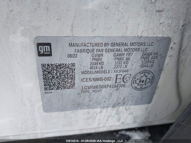 1G1FW6S0XP4104306 Chevrolet Bolt Ev 1lt