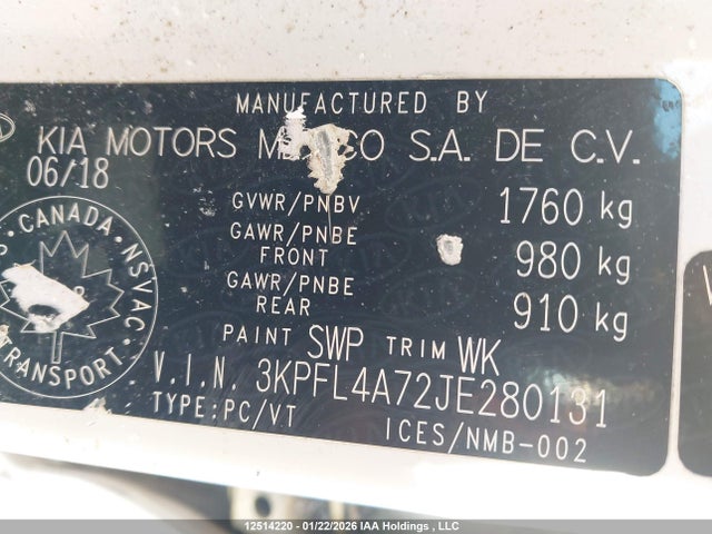 3KPFL4A72JE280131 KIA Forte