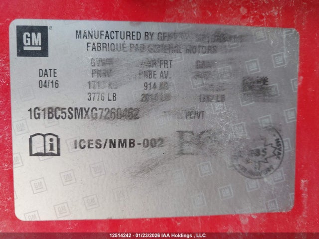 1G1BC5SMXG7260462 Chevrolet le2 - di: direct injection, alum, vvt, gen i, gmna
