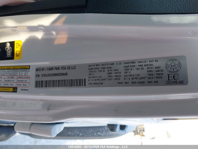 1C4HJXDG9NW209449 Jeep Wrangler Unlimited Sport Altitude