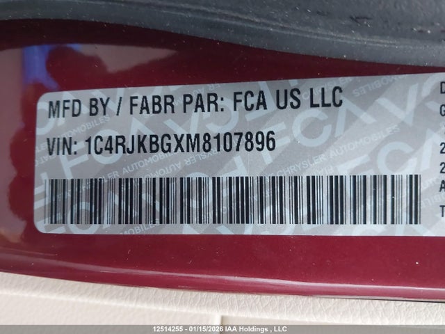 1C4RJKBGXM8107896 Jeep Grand Cherokee L Limited