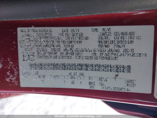 Ford FIESTA SE 2015 3FADP4EJ4FM209579 Image 9