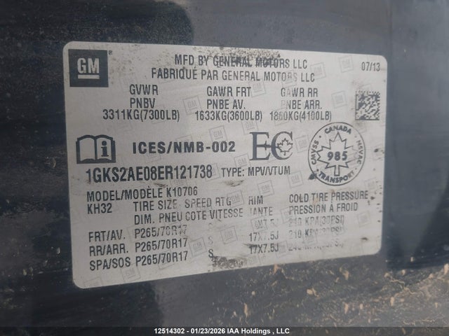 Продаж на аукціоні авто 2014 Gmc Yukon Sle, vin: 1GKS2AE08ER121738, номер лоту: 12514302