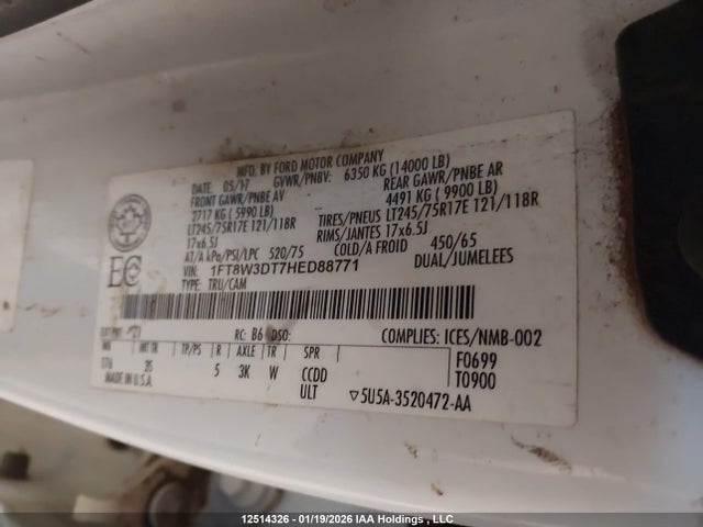 1FT8W3DT7HED88771 Ford F-350 Xlt