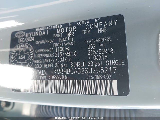 Продаж на аукціоні авто 2025 Hyundai Kona Preferred Awd, vin: KM8HBCAB2SU265217, номер лоту: 12514330