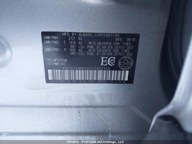 4S4WMAGD2L3402100 Subaru Ascent