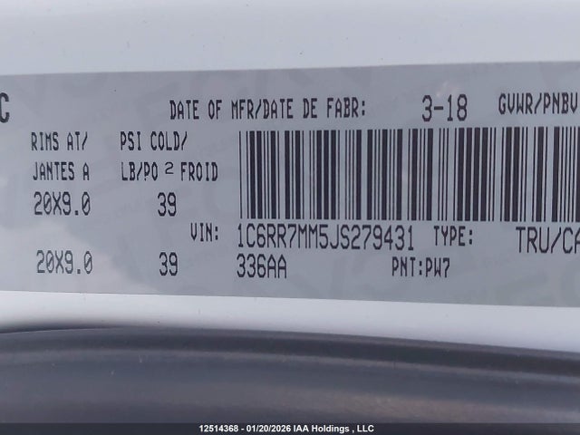 RAM 1500 Sport 2018 1C6RR7MM5JS279431 Image 9