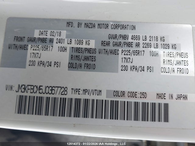 JM3KFBCM5J0367728 Mazda Cx-5 Gs