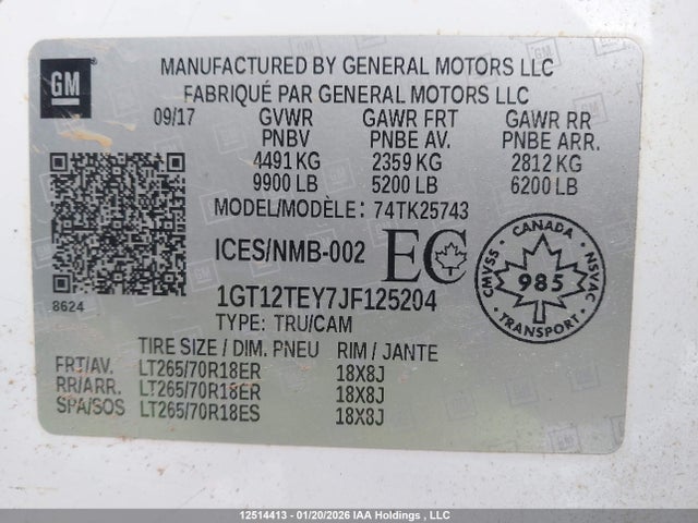 1GT12TEY7JF125204 GMC Sierra K2500 Slt