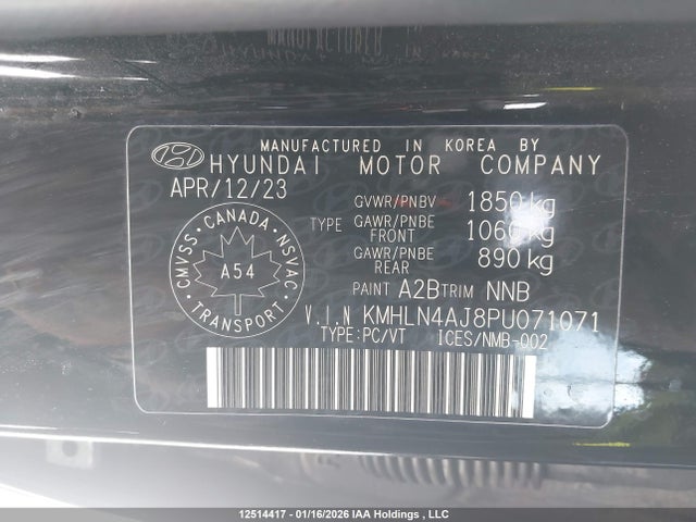 KMHLN4AJ8PU071071 Hyundai Elantra Hybrid Luxury