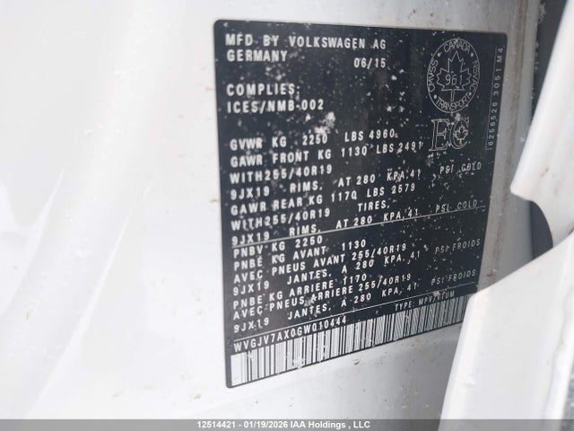 WVGJV7AX0GW010444 Volkswagen Tiguan Comfort/high/r-line/sp Ed