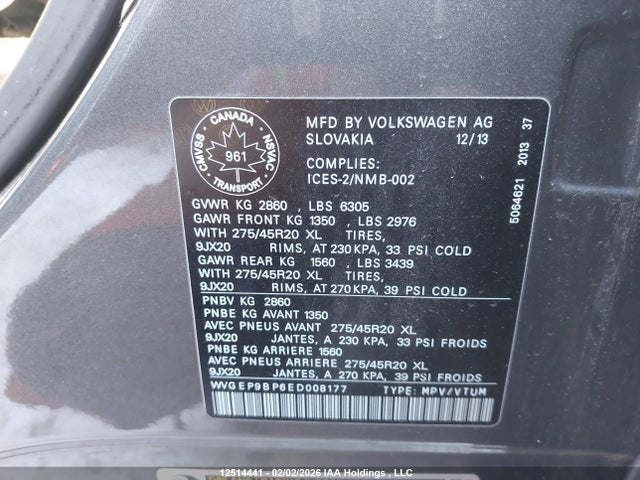WVGEP9BP6ED008177 Volkswagen Touareg 3.0 Tdi Comfortline/3.0 Tdi Execline/3.0 Tdi Highline