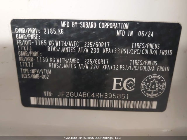 Subaru Crosstrek 2024 JF2GUABC4RH395851 Image 9