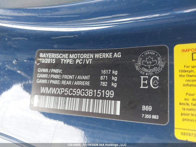 WMWXP5C59G3B15199 Mini Cooper