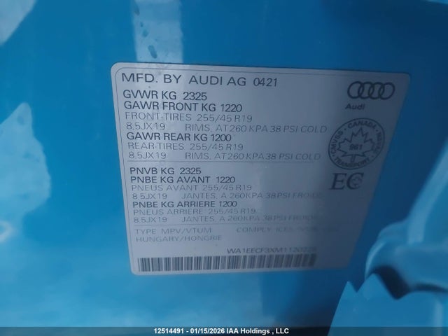WA1EECF3XM1120229 Audi Q3 45 Progressiv
