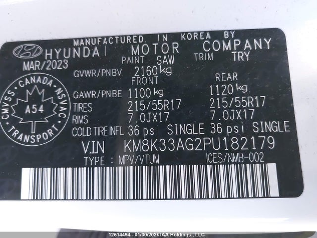 KM8K33AG2PU182179 Hyundai Kona Electric Ultimate