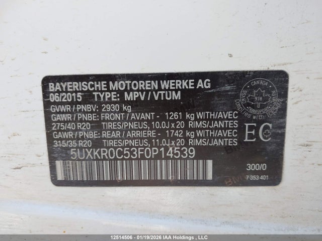 5UXKR0C53F0P14539 BMW X5 Xdrive35i