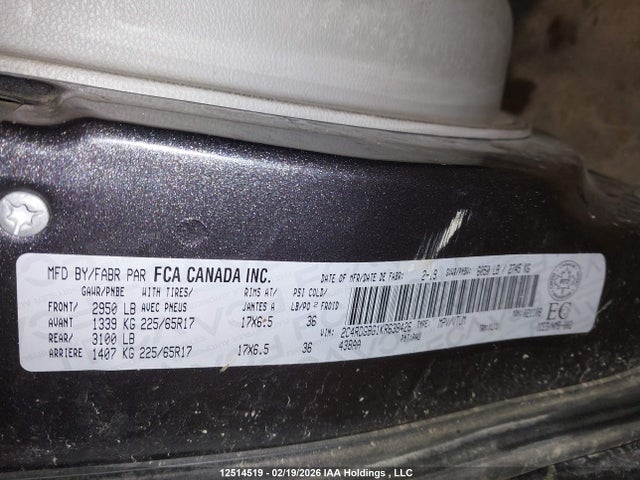 2C4RDGBG1KR638426 Dodge Grand Caravan Cvp/sxt