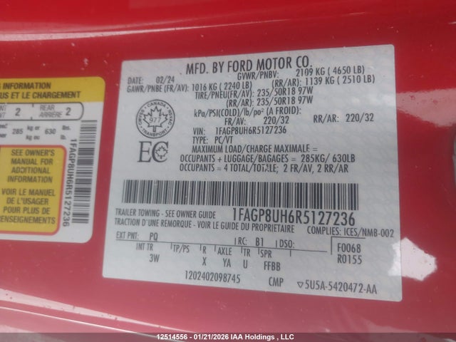 1FAGP8UH6R5127236 Ford Mustang Convertible
