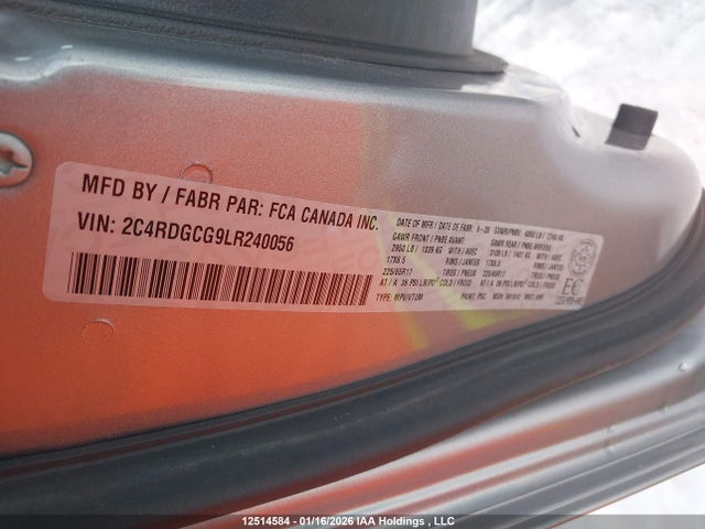 Aukcja sprzedaży 2020 Dodge Grand Caravan Premium Plus, vin: 2C4RDGCG9LR240056, numer aukcji: 12514584