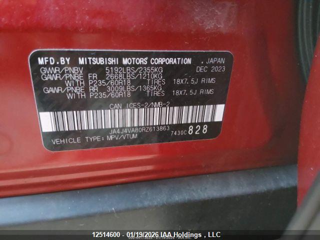 JA4J4VA80RZ613863 Mitsubishi Outlander Se/black Edition/ralliart