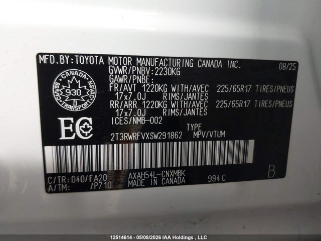 Продаж на аукціоні авто 2025 Toyota Rav4 Hybrid Xle, vin: 2T3RWRFVXSW291862, номер лоту: 12514614