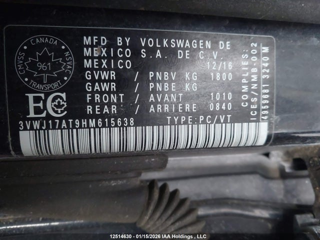 3VWJ17AT9HM615638 Volkswagen Beetle Se/sel