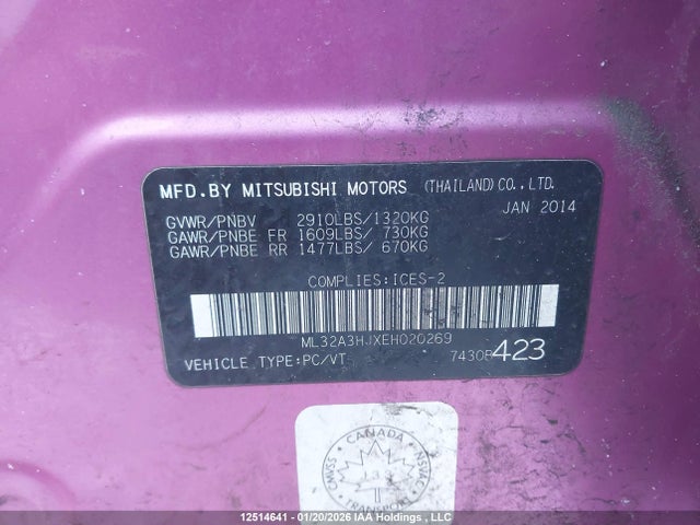 ML32A3HJXEH020269 Mitsubishi Mirage