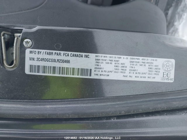 Продаж на аукціоні авто 2020 Dodge Grand Caravan Sxt, vin: 2C4RDGCG0LR230466, номер лоту: 12514652