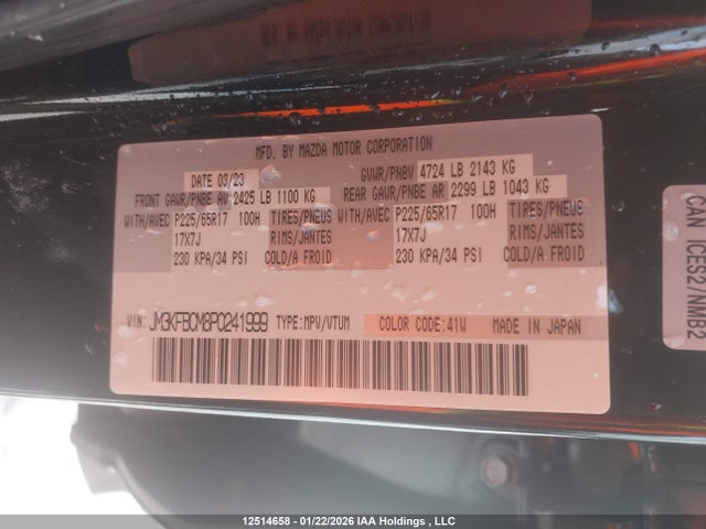 Aukcja sprzedaży 2023 Mazda Cx-5 Gs/kuro Edition, vin: JM3KFBCM8P0241999, numer aukcji: 12514658