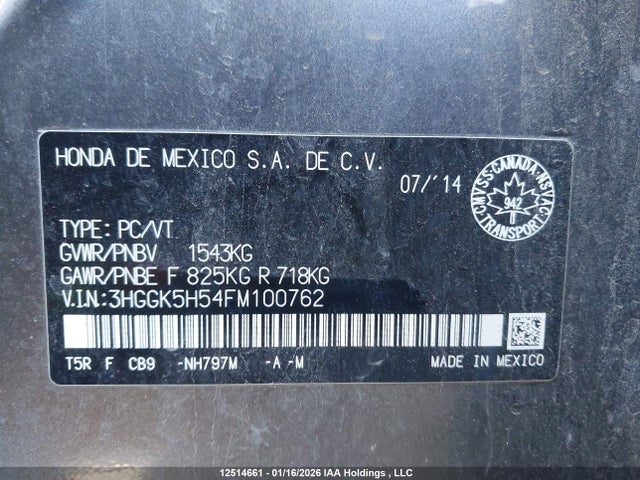 3HGGK5H54FM100762 Honda FIT LX