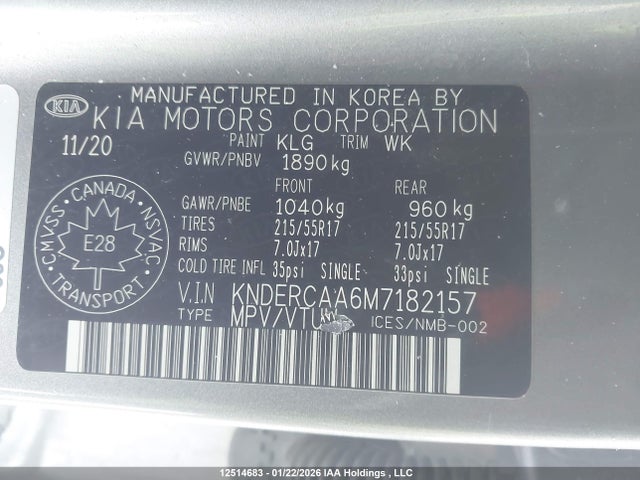12514683 :رقم المزاد ، KNDERCAA6M7182157 vin ، 2021 Kia Seltos Ex مزاد بيع