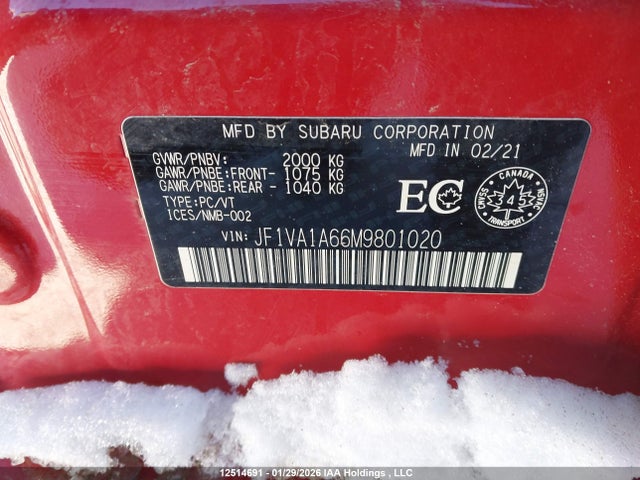 JF1VA1A66M9801020 Subaru WRX