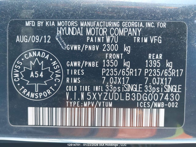 Продаж на аукціоні авто 2013 Hyundai Santa Fe Sport, vin: 5XYZUDLB3DG007430, номер лоту: 12514701