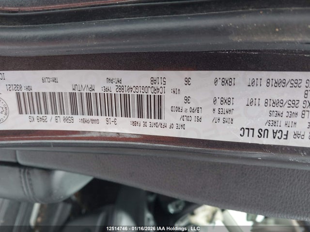 Dodge DURANGO LIMITED 2016 1C4RDJDG1GC401882 Image 9