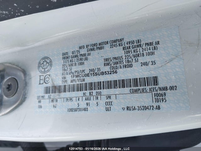Ford Escape 2025 1FMCU0E15SUB53256 Image 18