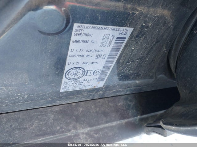 5N1AT2MV0GC841558 Nissan Rogue S/sl Premium/sv