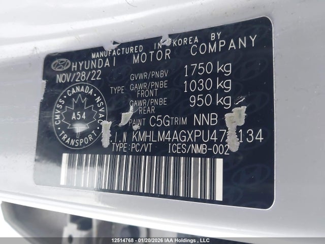 12514768 :رقم المزاد ، KMHLM4AGXPU477134 vin ، 2023 Hyundai Elantra Sel مزاد بيع